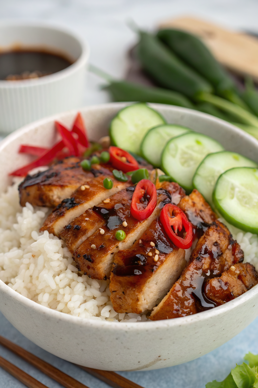 Sweet Chili Chicken Rice Bowls with Chicken Thighs