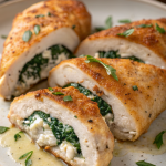 Tasty Chicken Breast with Feta and Spinach