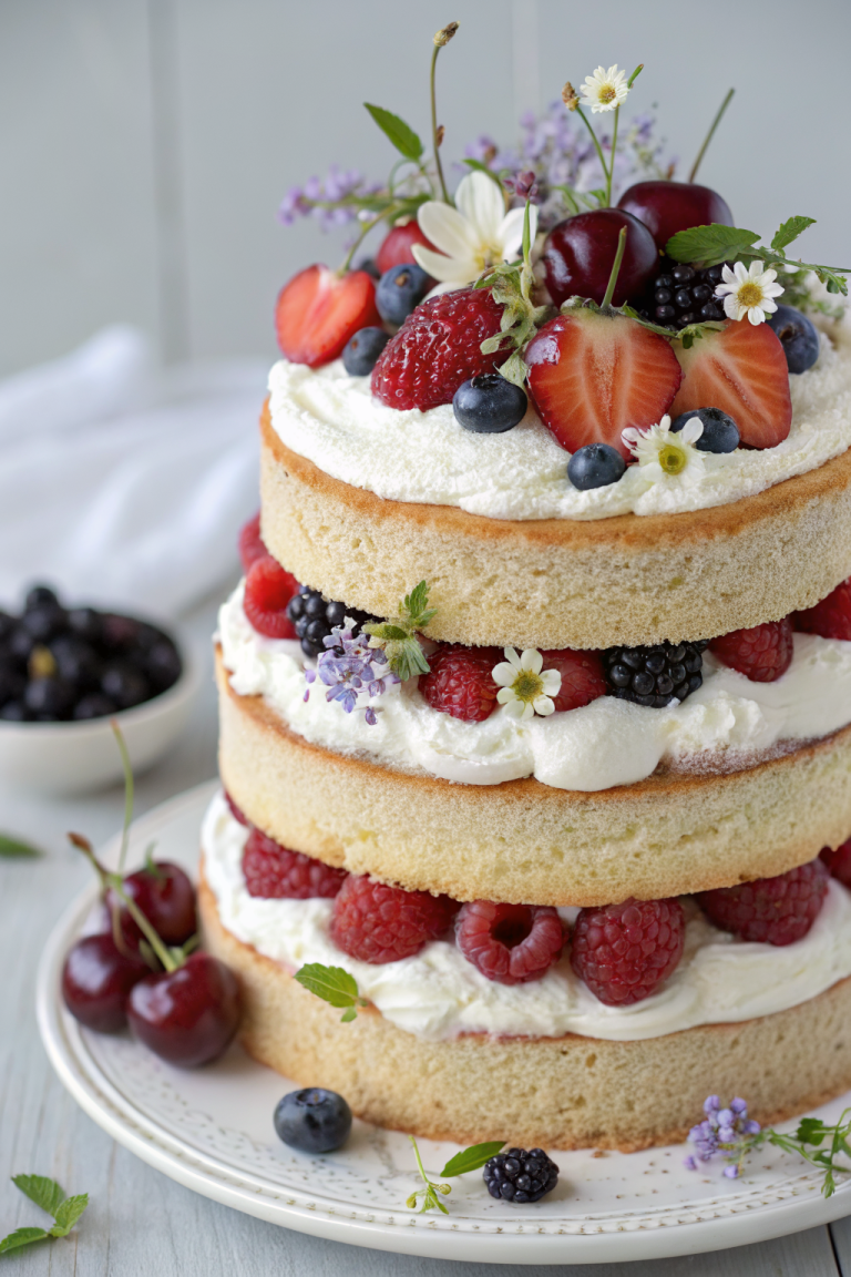 Berries and Cream Cake Recipe