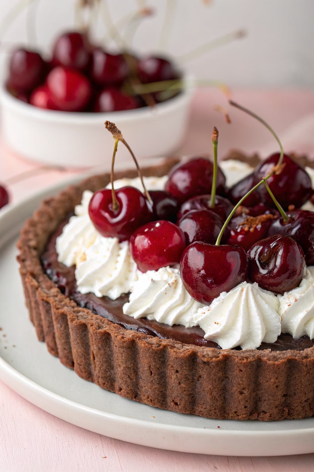 Black Forest Chocolate Tart with Fresh Cherries