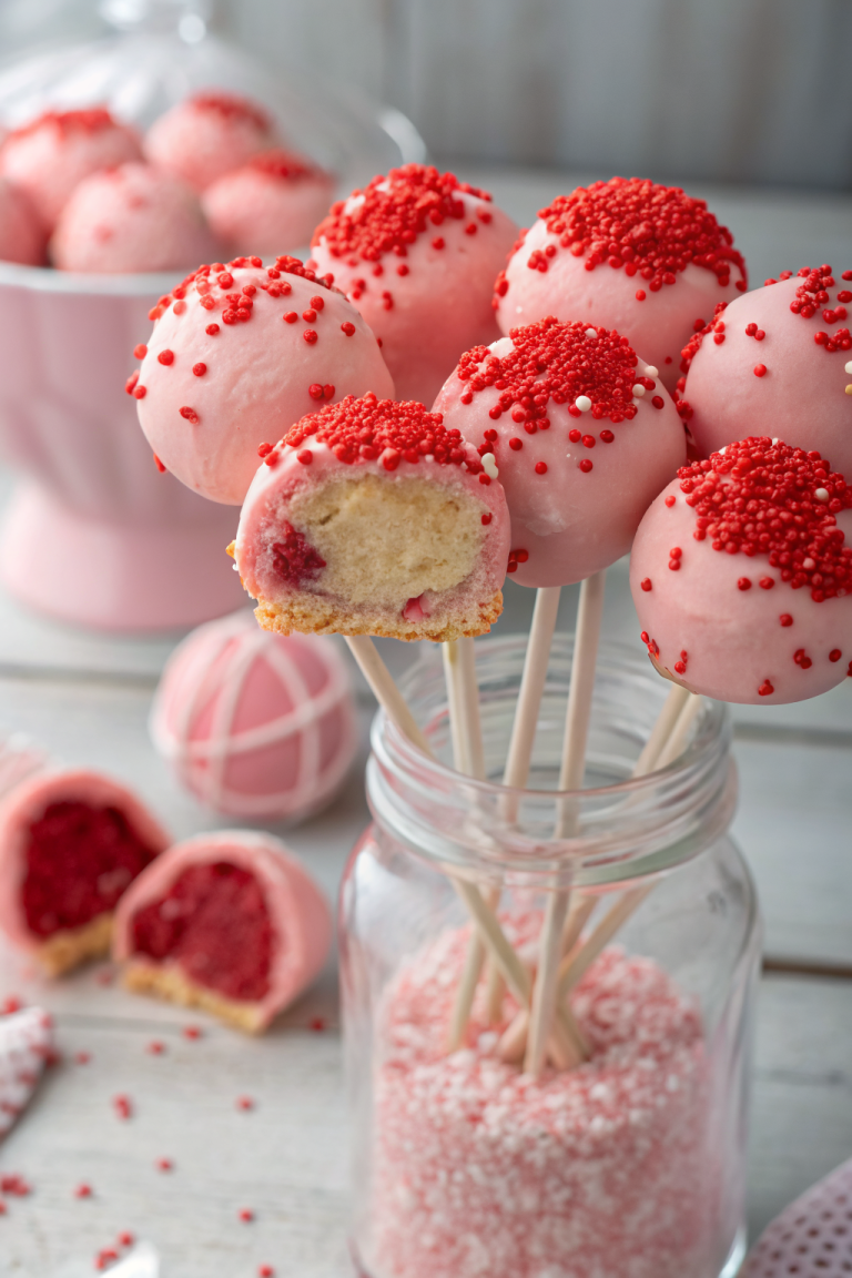 Easy Strawberry Cake Pops with cream cheese