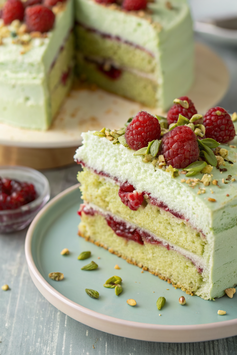 Pistachio Raspberry Cake Recipe
