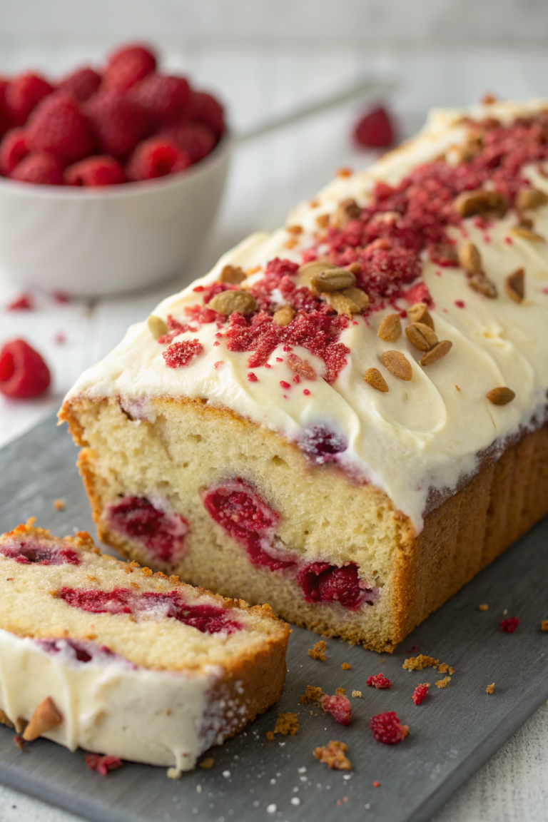 White Chocolate Raspberry Loaf Cake Recipe