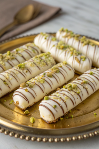 Pistachio Cigar Cookies with White Chocolate