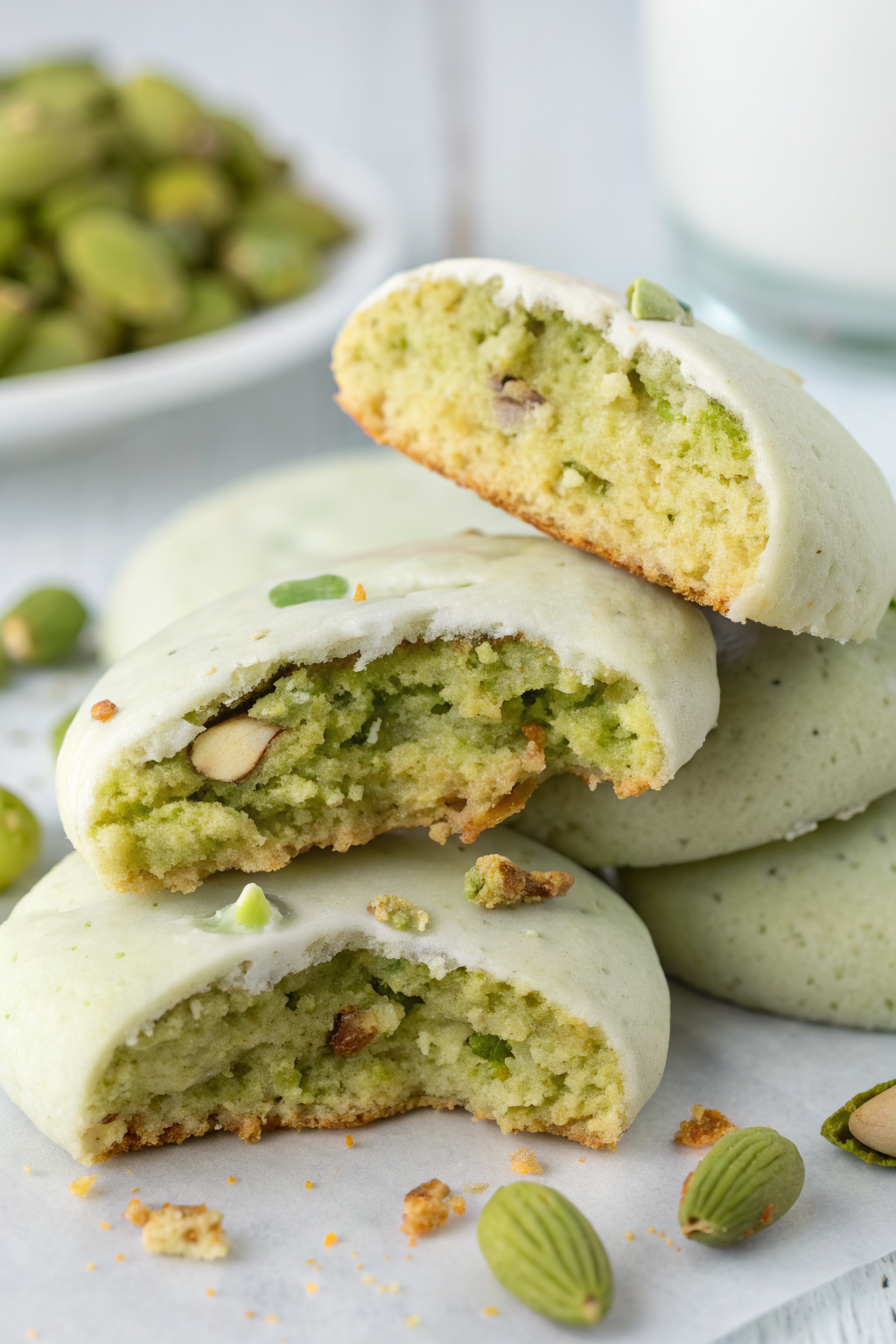 Pistachio Cookies with Icing