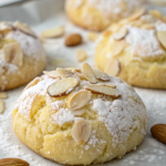 Almond Stuffed Cookies with Sliced Almond Topping