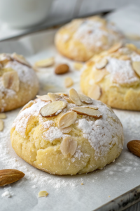 Almond Stuffed Cookies with Sliced Almond Topping