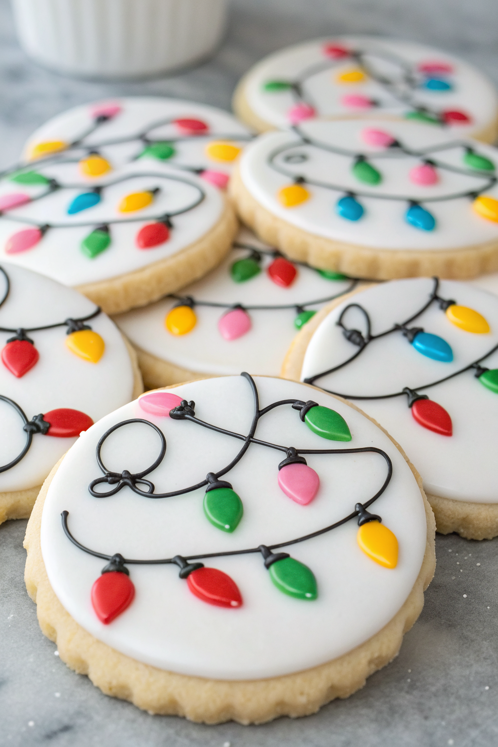 Christmas Lights Royal Icing Sugar Cookies Recipe